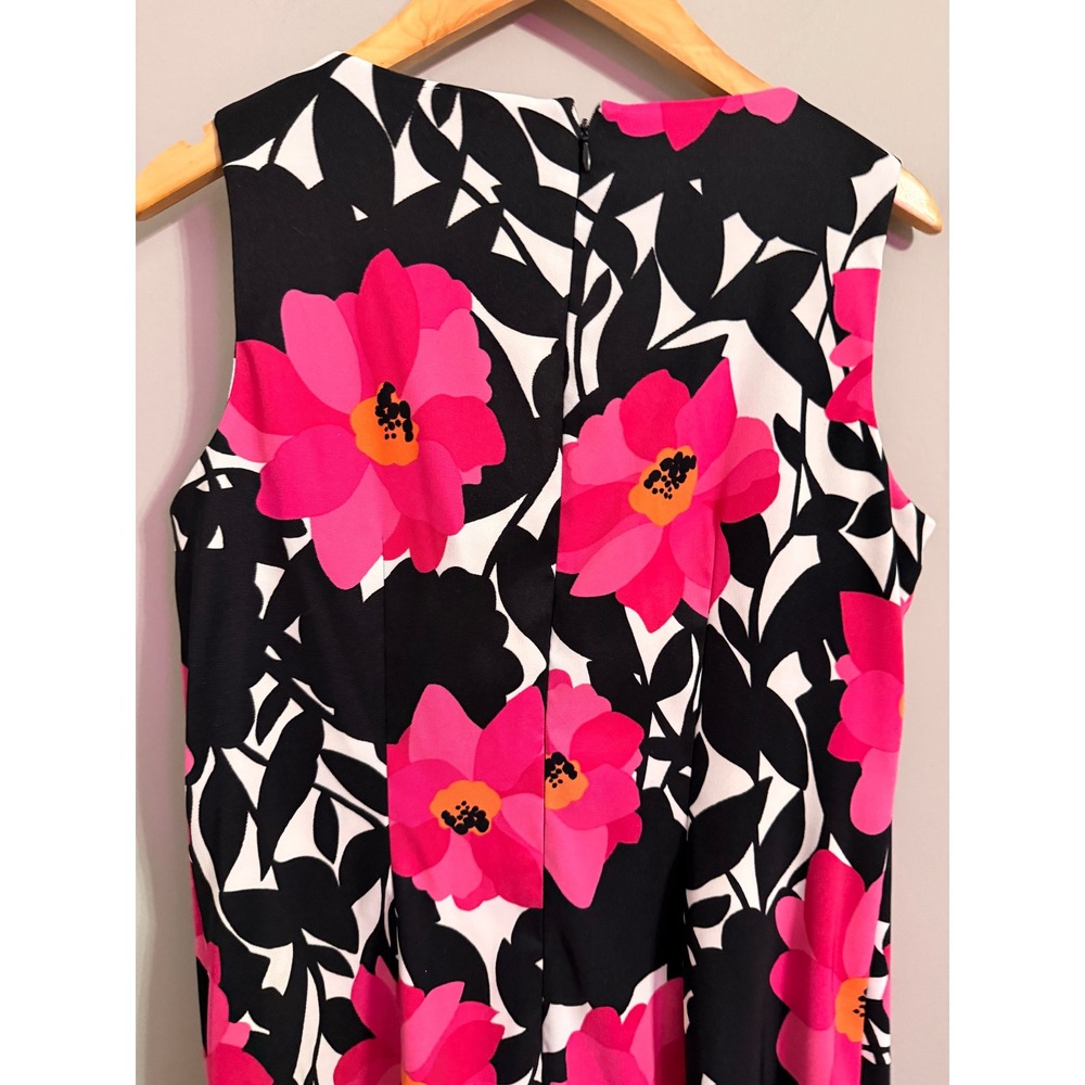 Kim Rogers Petite Sleeveless Floral Dress Pink Black White Size 12 - Picture 2 of 5